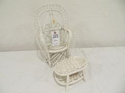 Wicker chair and ottoman