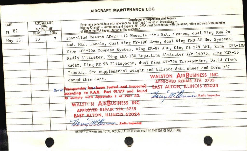 1981 Cessna 421C N-43BM - LAST ANNUAL DONE 2/18