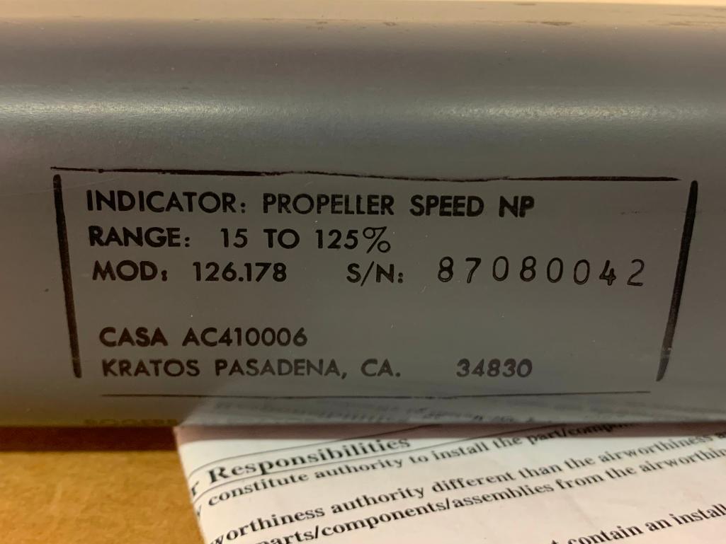 CASA CN-235 KRATOS PROP SPEED INDICATOR 126.178 (1-INSPECTED/TESTED, 1-BLEMISHED SCREEN)