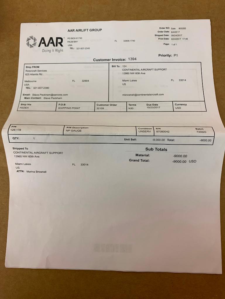 CASA CN-235 KRATOS PROP SPEED INDICATOR 126.178 (1-INSPECTED/TESTED, 1-BLEMISHED SCREEN)