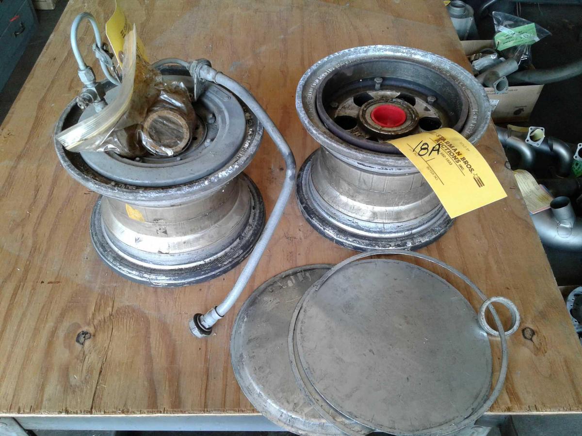 HAYES 7.00-8 WHEELS , (1) WITH EXPANDER BRAKE (SOME CORROSION)