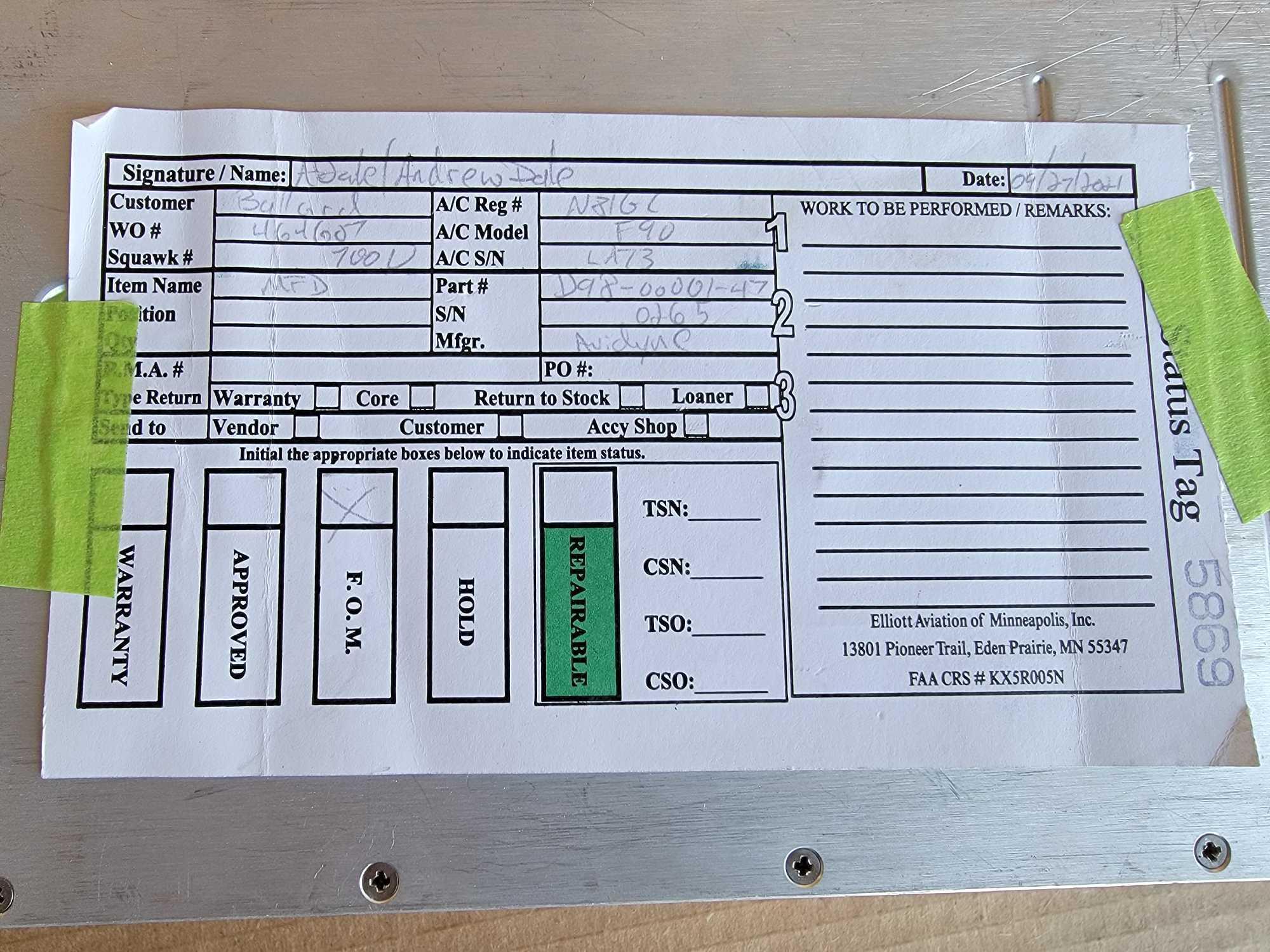 AVIDYNE MULTIFUCTION FLIGHT D98-00001-47 (WITH REMOVAL TAG) AND AVIDYNE FLIGHT SITUATION DISPLAY