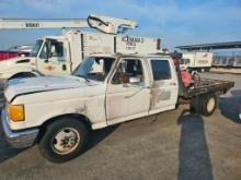 1990 FORD F-350 CREW CAB FLAT BED TRUCK