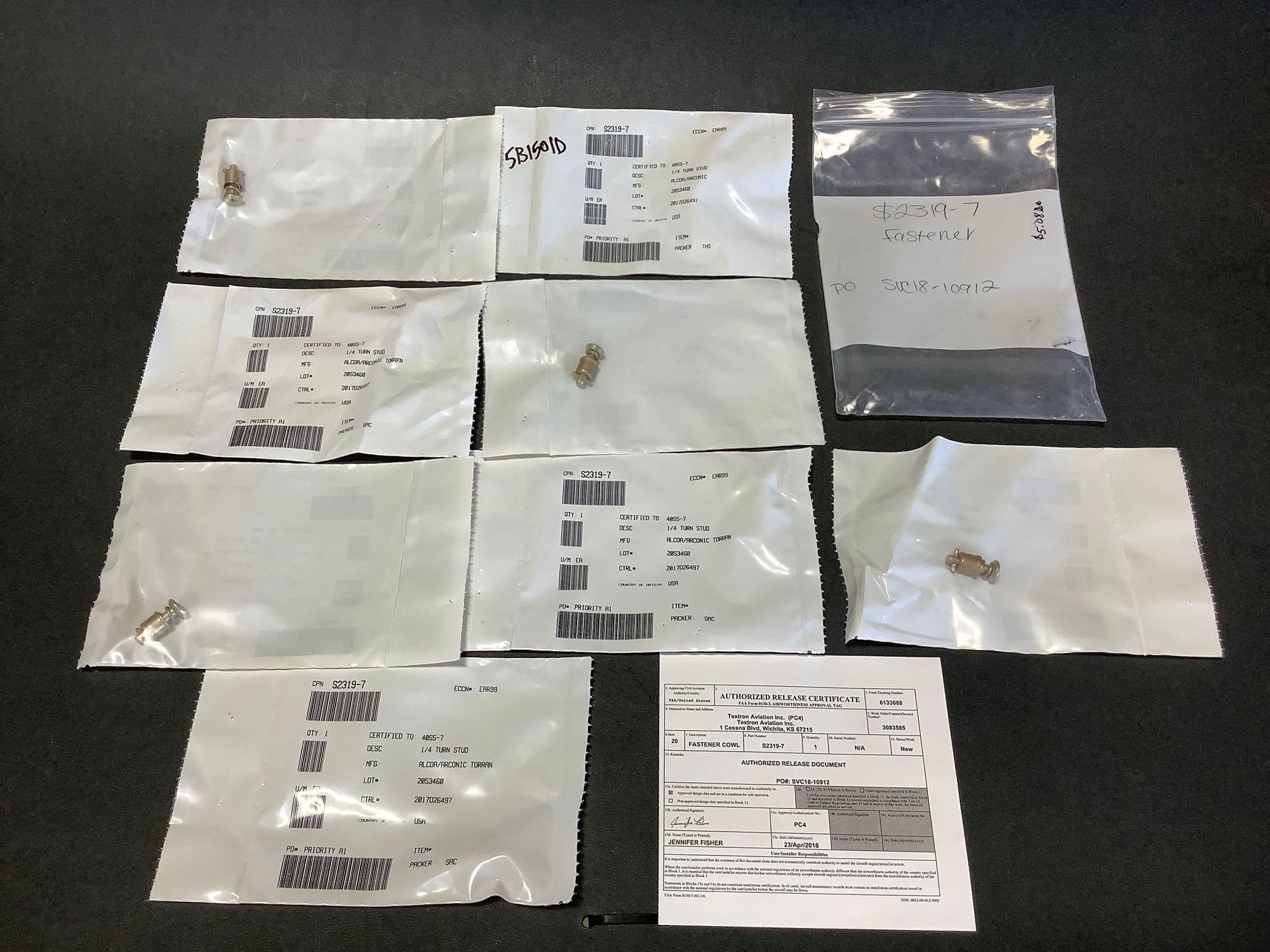 NEW CESSNA COWL FASTENERS, BEARINGS, BUSHINGS & EXPENDABLES S2319-7, MS20220-1, HSBG5S, 0422280,