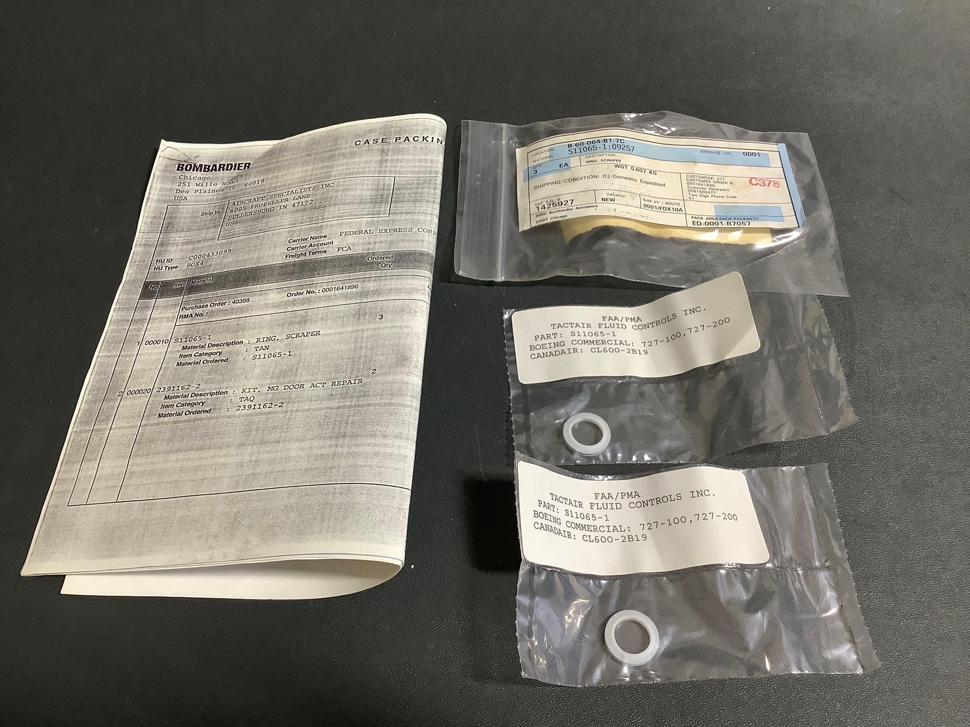 NEW BOMBARDIER RECEIVER/DRYER, SCRAPER RINGS, STATIC WICK, ROD END & EXPENDABLES 6600506-1,