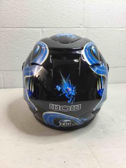 Motorcycle Full Face Helmet HJM A110 Adult Blue - size:Medium-Dragon Black