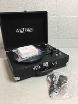 Victrola Vintage 3-Speed Bluetooth Suitcase Turntable with Speakers, Black