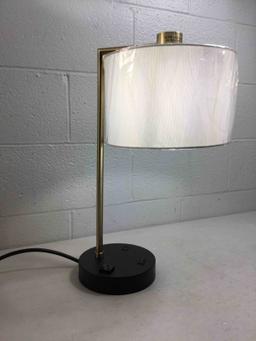 Modern Table Lamp with USB Port for Bedroom, Living Room, Study Desk, 23"H Gold Finish.