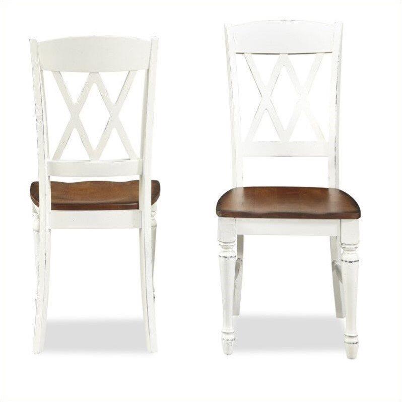 BOWERY HILL Double X Back Dining Chair in White and Oak (Set of 2)