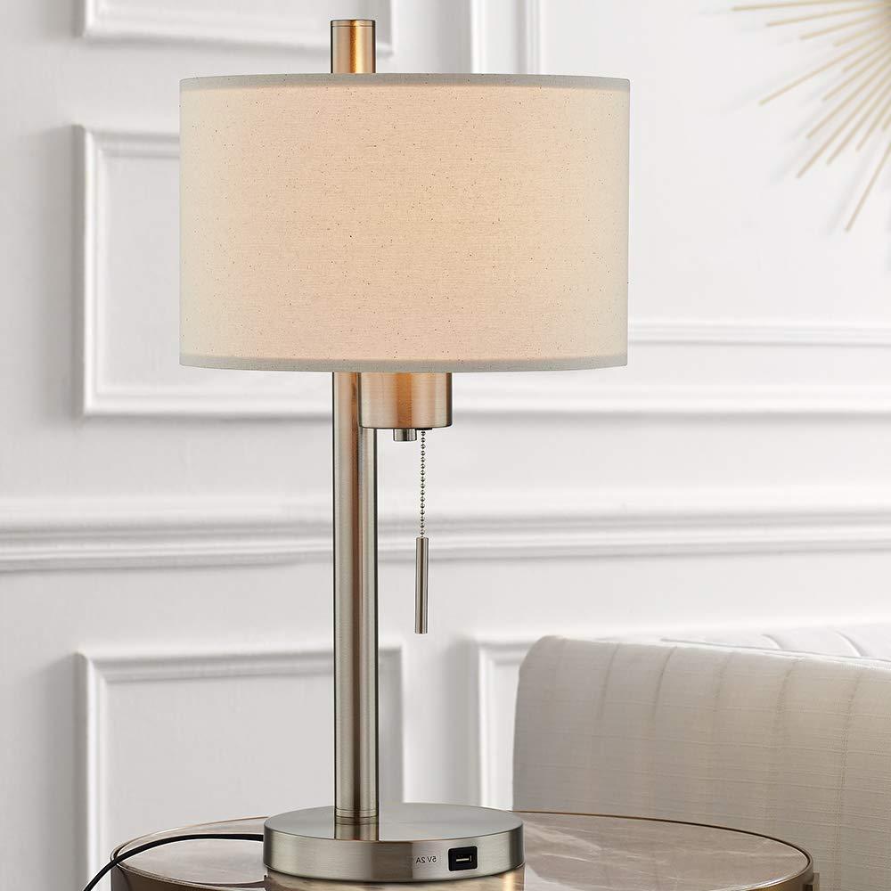 Modern Table Lamp with USB Port for Bedroom, Living Room, Study Desk, 23"H Gold Finish.