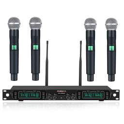 Wireless Microphone System, Phenyx Pro 4-Channel UHF Cordless Mic Set With Four Mics (PTU-5000A)