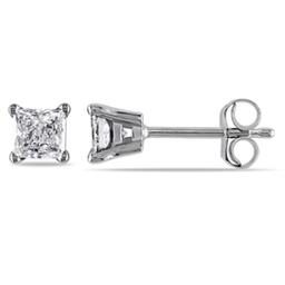 Delamore 1/2 CT TW Princess Cut Solitaire Diamond Earrings