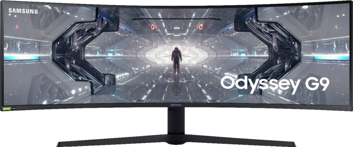 Samsung - Odyssey G9 49" LED Curved QHD QLED Monitor with HDR - Black/White
