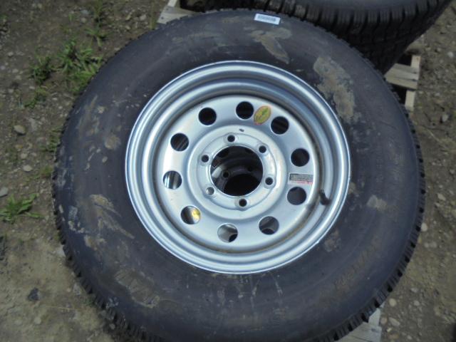 (4) ST225/75R15 Trailer Tires On 6 Bolt Rims, Unused