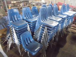 Blue Plastic Chairs w/ Metal Legs x 20