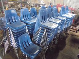 Blue Plastic Chairs w/ Metal Legs x 20