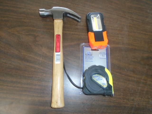 Hammer, Work Light, Tape Measure Bundle