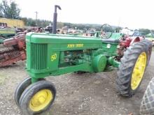 John Deere 50 Antique Tractor, 12.4-38 Tires, 6 Speed, Should Run With Mino
