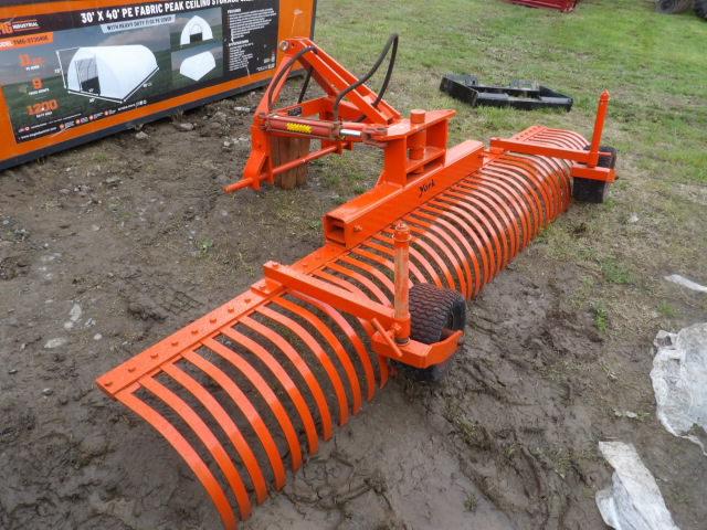 York RW 3pt Stonerake, Hydraulic Angle, Gauge Wheels, Very Nice, Close To 1