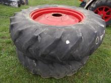 Goodyear 20.8-38 9 Bolt Duals, Nice Offset Rims For Tractor Pulling!