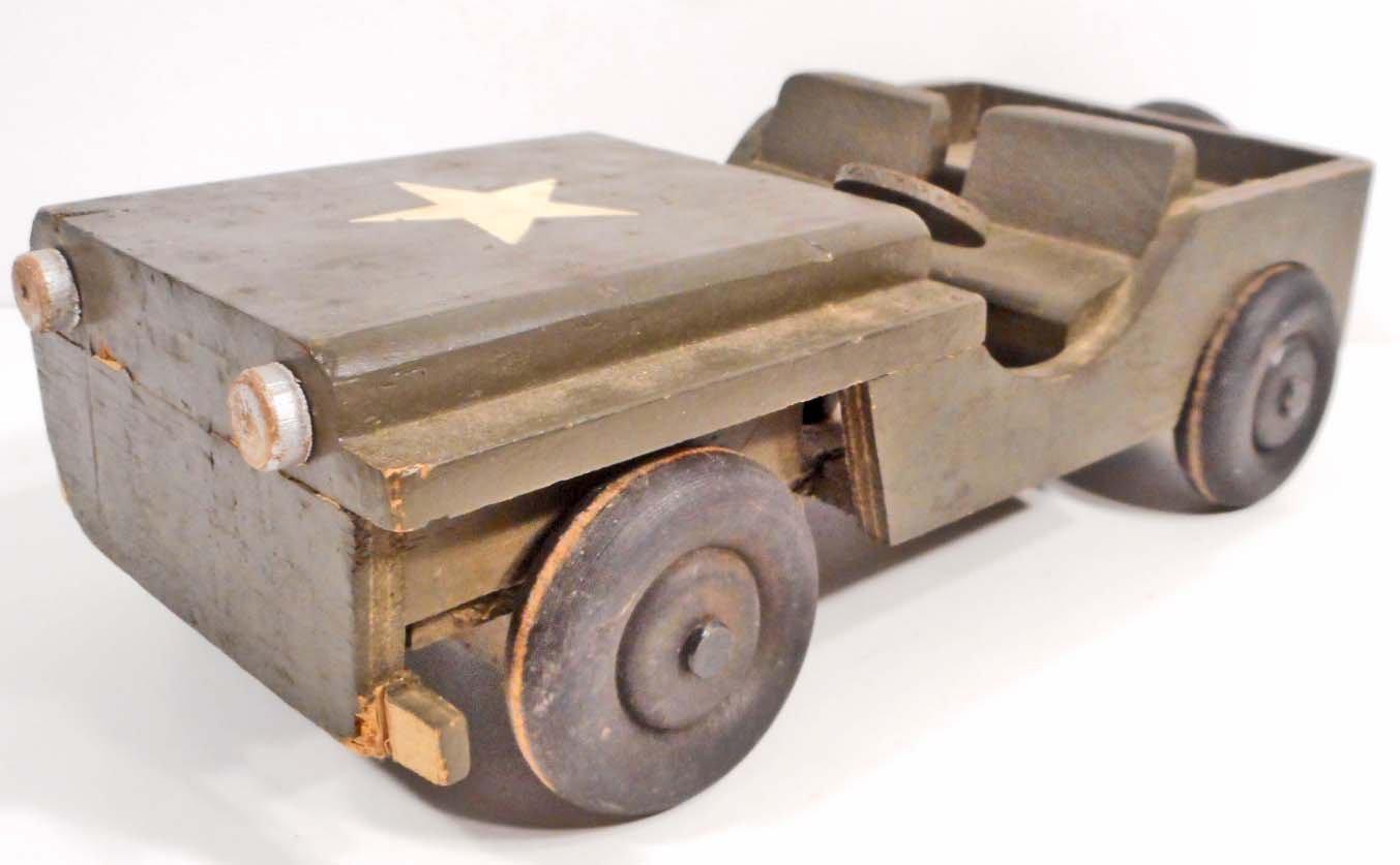 C. 1950'S WOODEN TOY ARMY JEEP