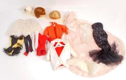 LOT OF VINTAGE BARBIE CLOTHES AND WIGS