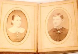 ANTIQUE VICTORIAN CDV PHOTO ALBUM W/ 21 PHOTOS