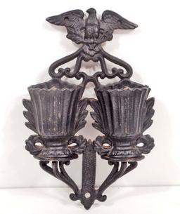 VINTAGE CAST IRON MATCH HOLDER W/ EAGLE