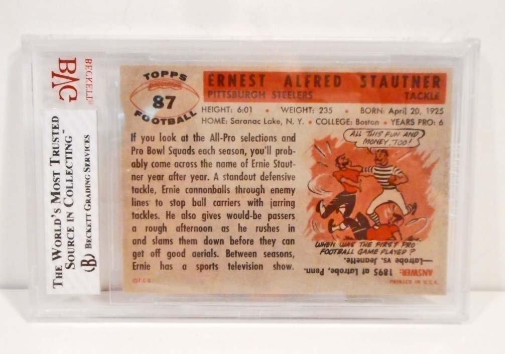 1957 TOPPS ERNIE STAUTNER #87 FOOTBALL CARD - BVG 5.5