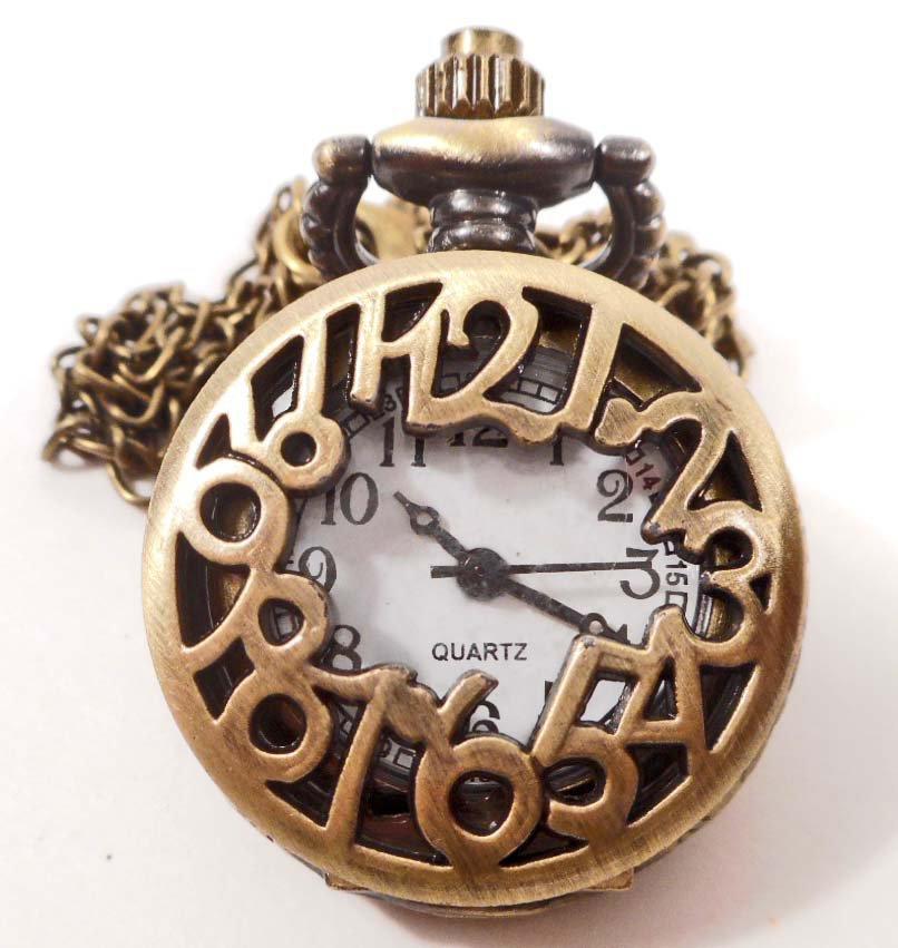 STEAMPUNK NUMBERS POCKET WATCH W/ CHAIN