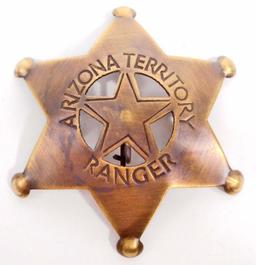 ARIZONA TERRITORY RANGER 6 POINT STAR BADGE