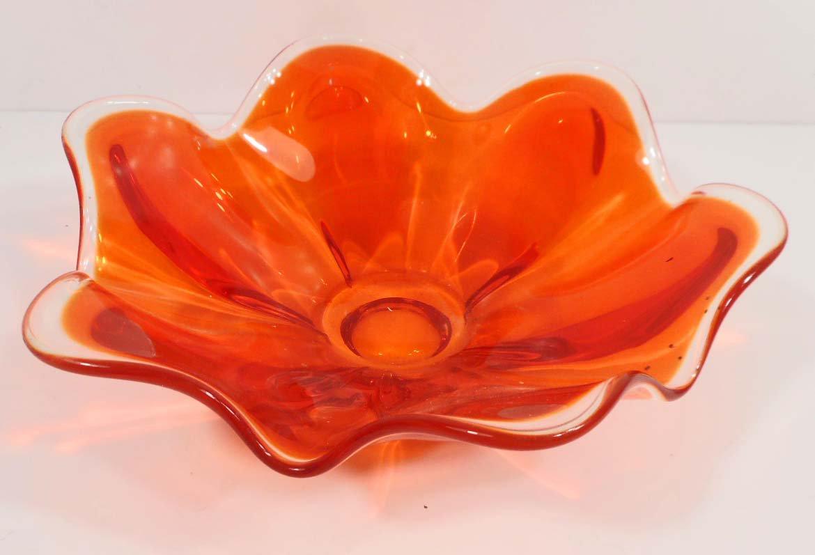 VINTAGE ORANGE VIKING GLASS DISH