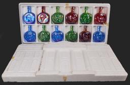 SET OF 12 VINTAGE WHEATON CARNIVAL GLASS US PRESIDENTS COLLECTIBLE BOTTLES