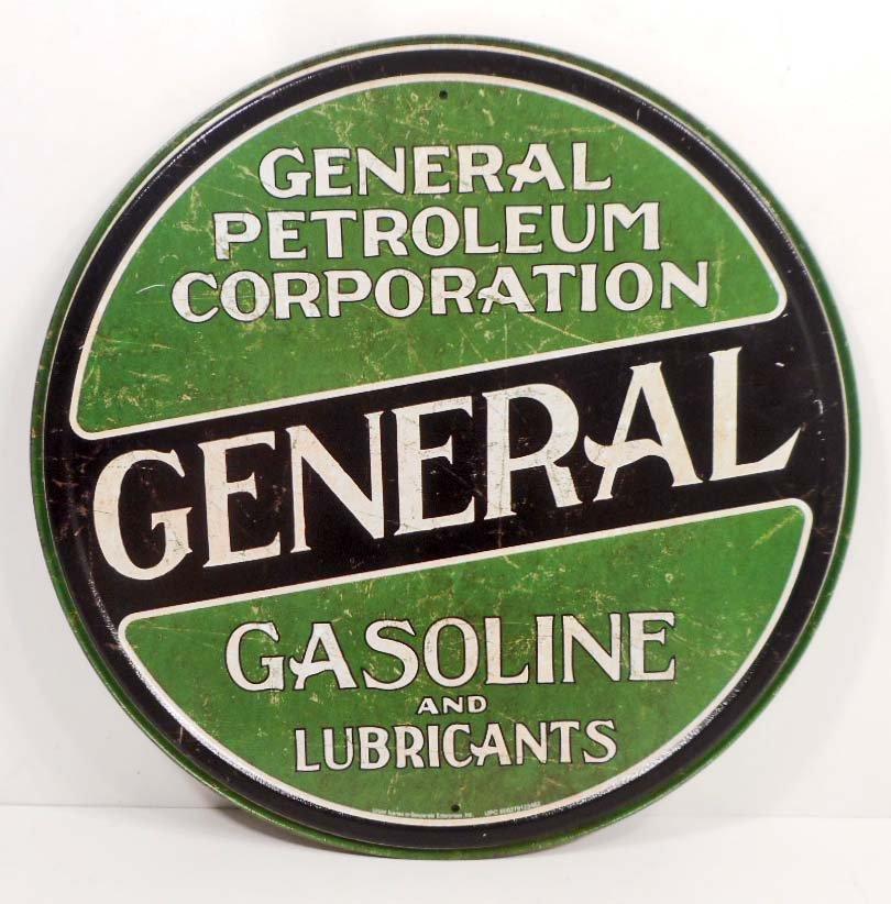 GENERAL GAS & OIL ROUND METAL ADVERTISING SIGN