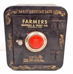 VINTAGE METAL FARMERS BANK ADVERTISING SAFE / BANK