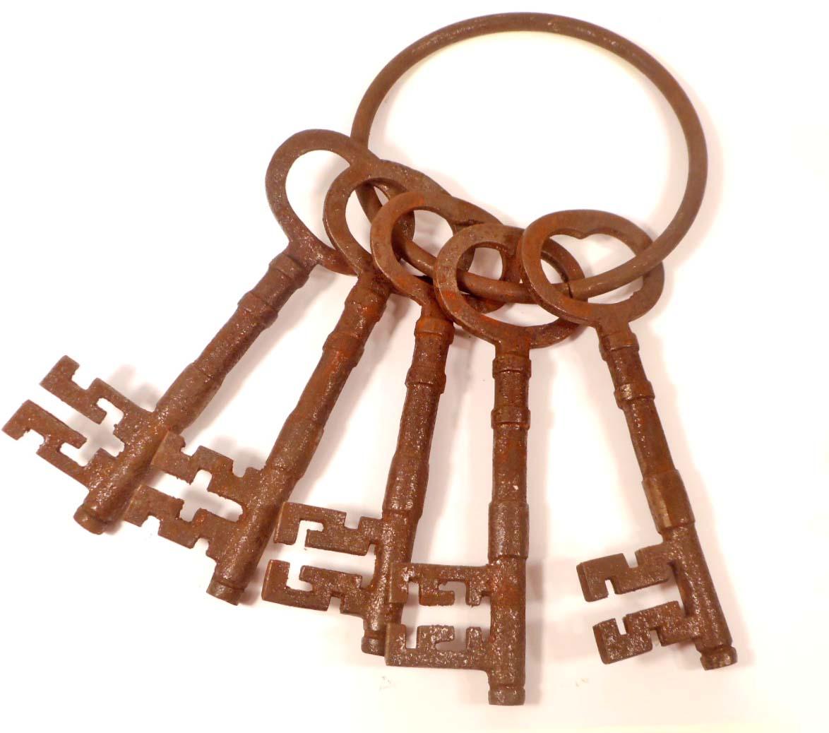 SET OF 5 CAST IRON MISSION KEYS