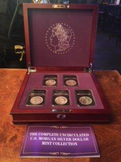 Complete Set of Uncirculated U.S. Morgan Silver Dollars in Mint Collection