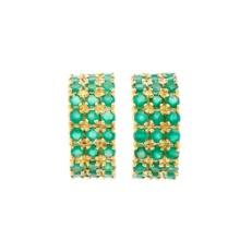 Plated 18KT Yellow Gold 2.25ctw Green Agate Earrings