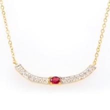 Plated 18KT Yellow Gold 0.25ct Ruby and Diamond Pendant with Chain