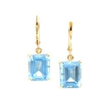 Plated 18KT Yellow Gold 10.05ctw Blue Topaz Earrings