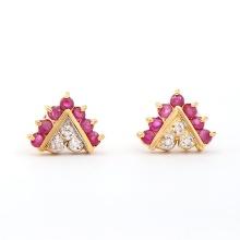 Plated 18KT Yellow Gold 0.75cts Ruby and Diamond Earrings