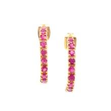 Plated 18KT Yellow Gold 1.85ctw Ruby Earrings