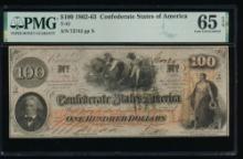 1862 $100 T-41 Confederate PMG 65EPQ