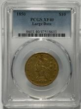 1850 $10 Liberty Head Eagle Gold Coin PCGS XF40