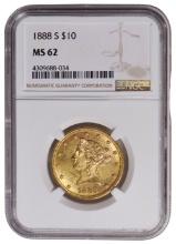 1888-S $10 Liberty Head Eagle Gold Coin NGC MS62