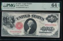 1917 $1 Legal Tender Note PMG 64EPQ