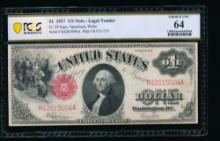 1917 $1 Legal Tender Note PCGS 64