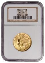 1932 $10 Indian Head Eagle Gold Coin NGC MS64