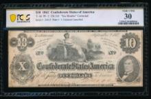 1862 $10 T-46 Confederate PCGS 30