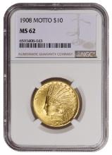 1908 $10 Indian Head Eagle Gold Coin NGC MS62